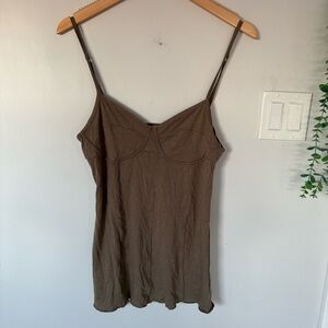 Free People Intimately Free Cotton Modal Bustier Tank - Brown - Size Large
